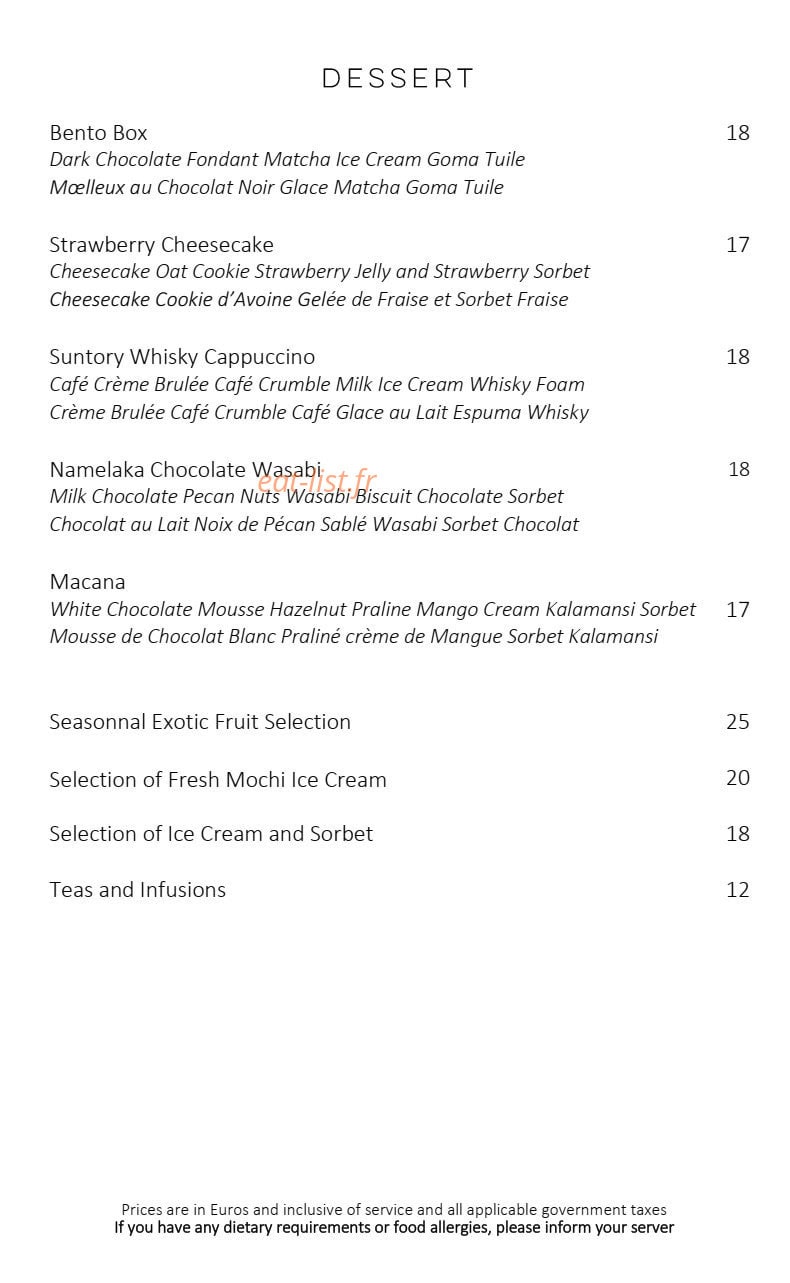 Nobu Fairmont Monte Carlo — carte page 3