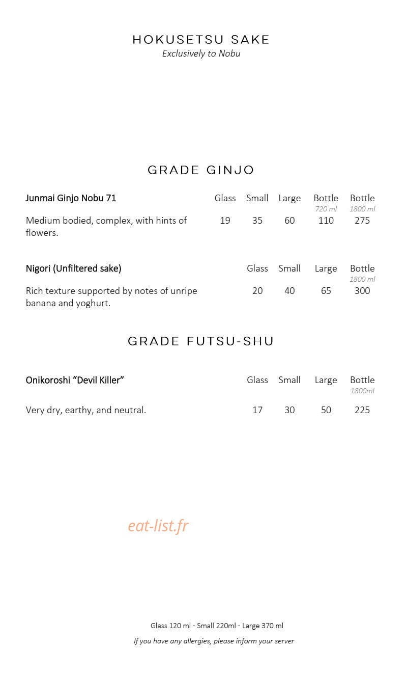 Nobu Fairmont Monte Carlo — carte page 9