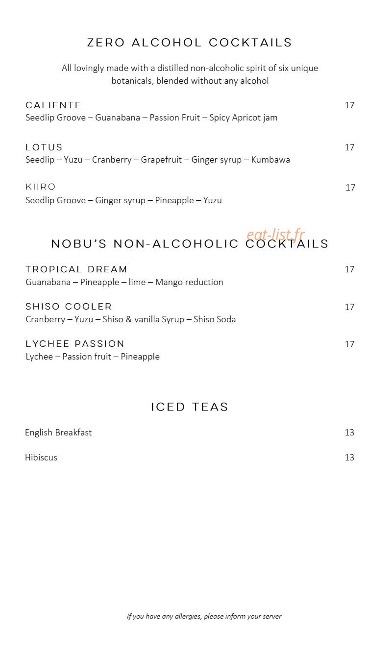 Nobu Fairmont Monte Carlo — carte page 15