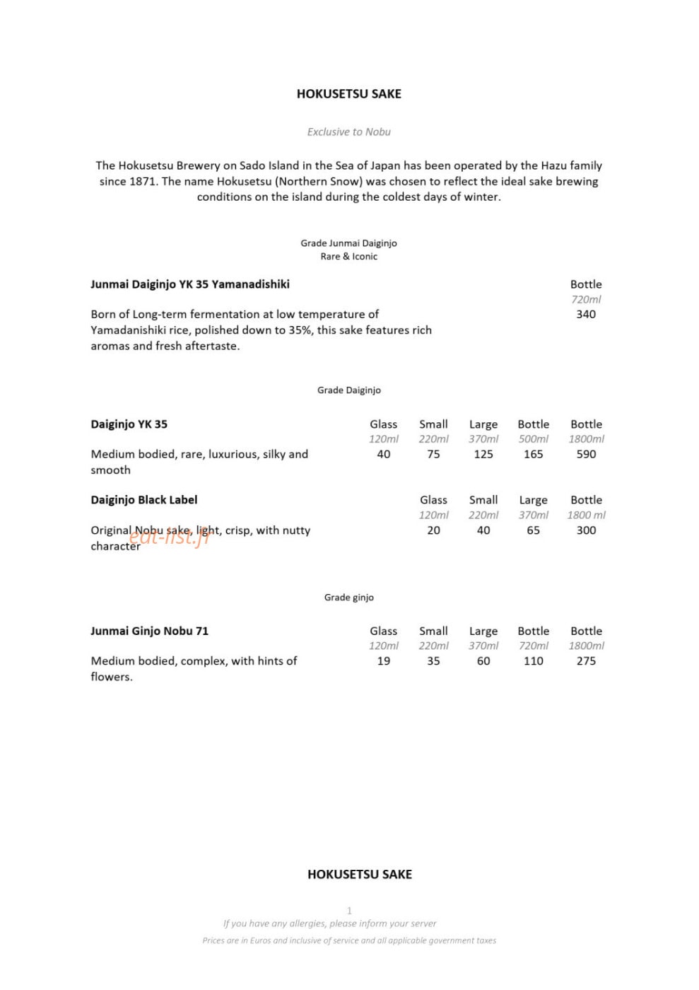 Nobu Fairmont Monte Carlo — carte page 19