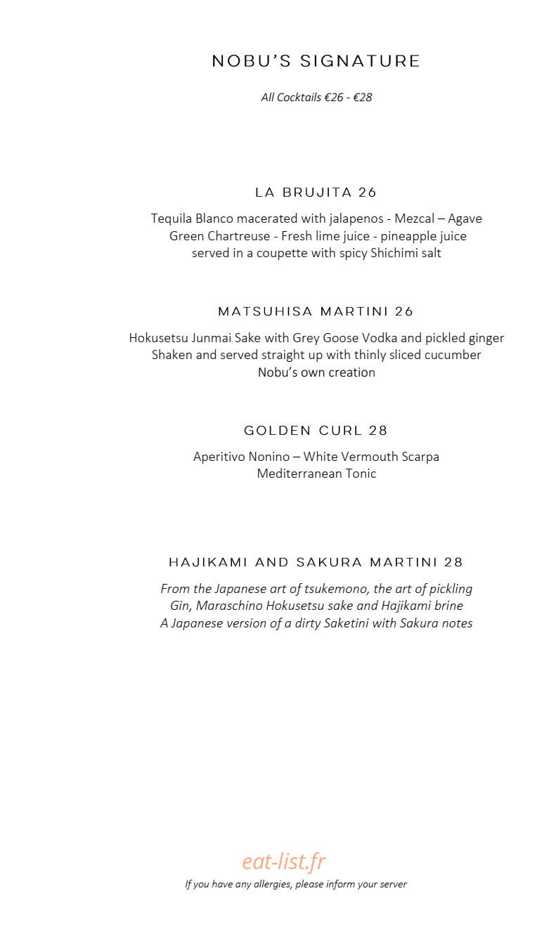 Nobu Fairmont Monte Carlo — carte page 16