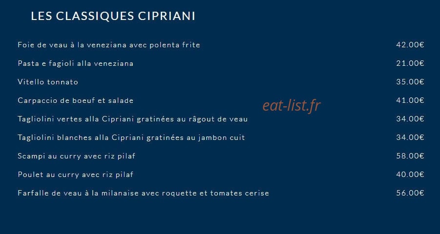 Odéon Café by Cipriani — carte page 1