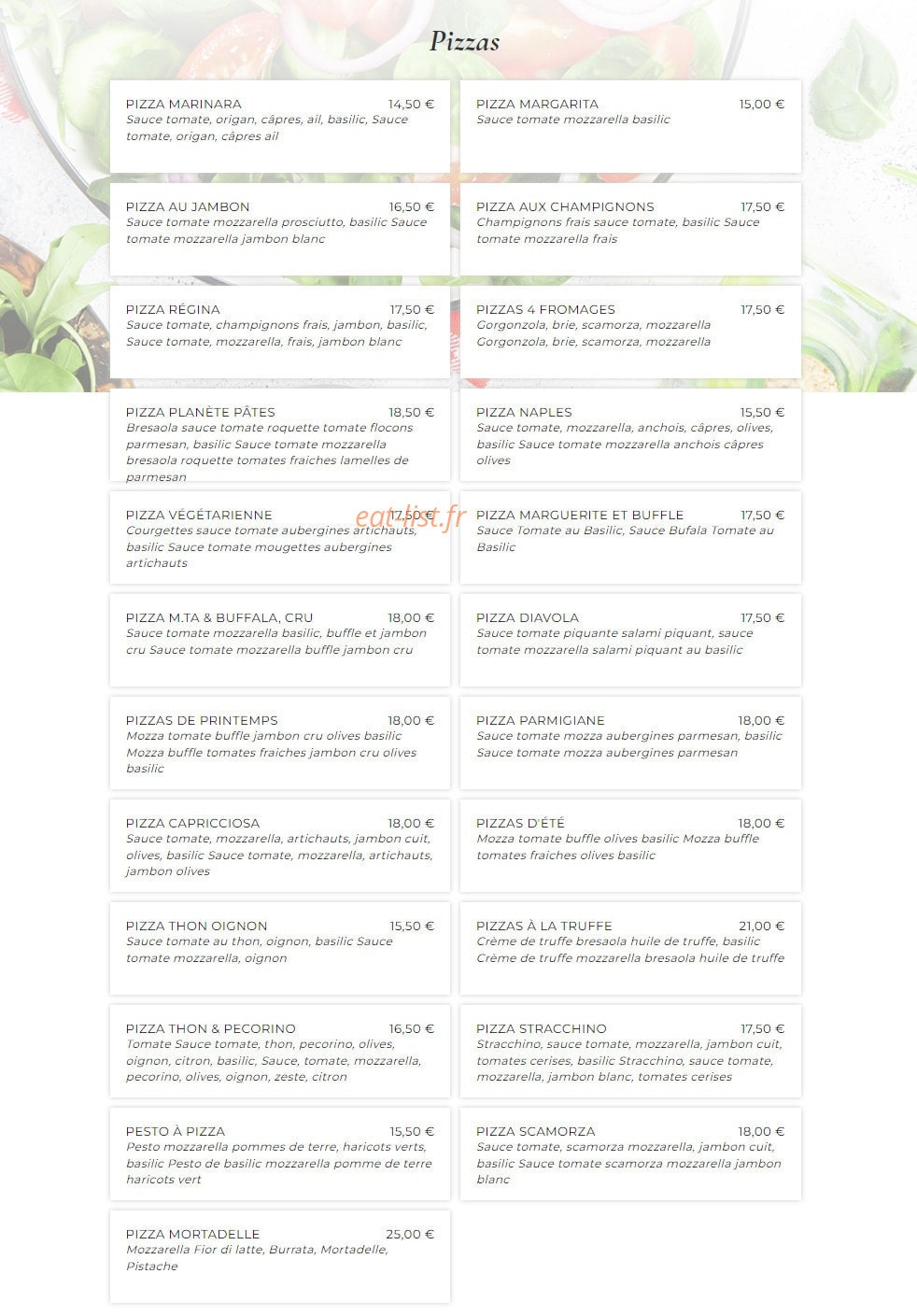 Planet Pasta — carte page 1