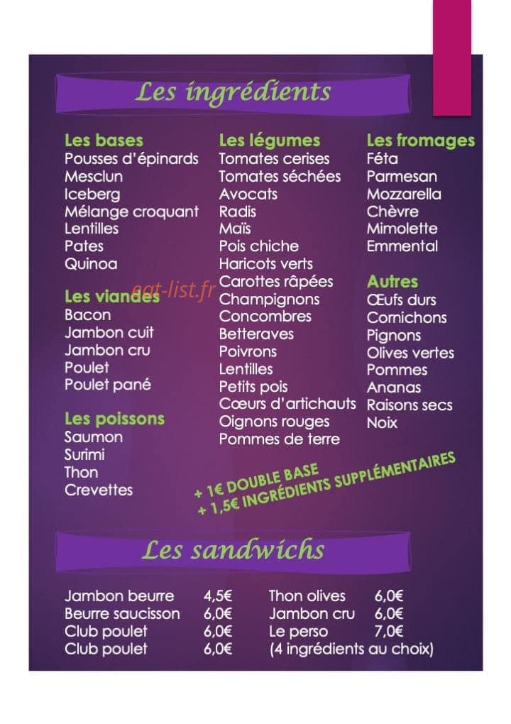 Salad’wich — carte page 3