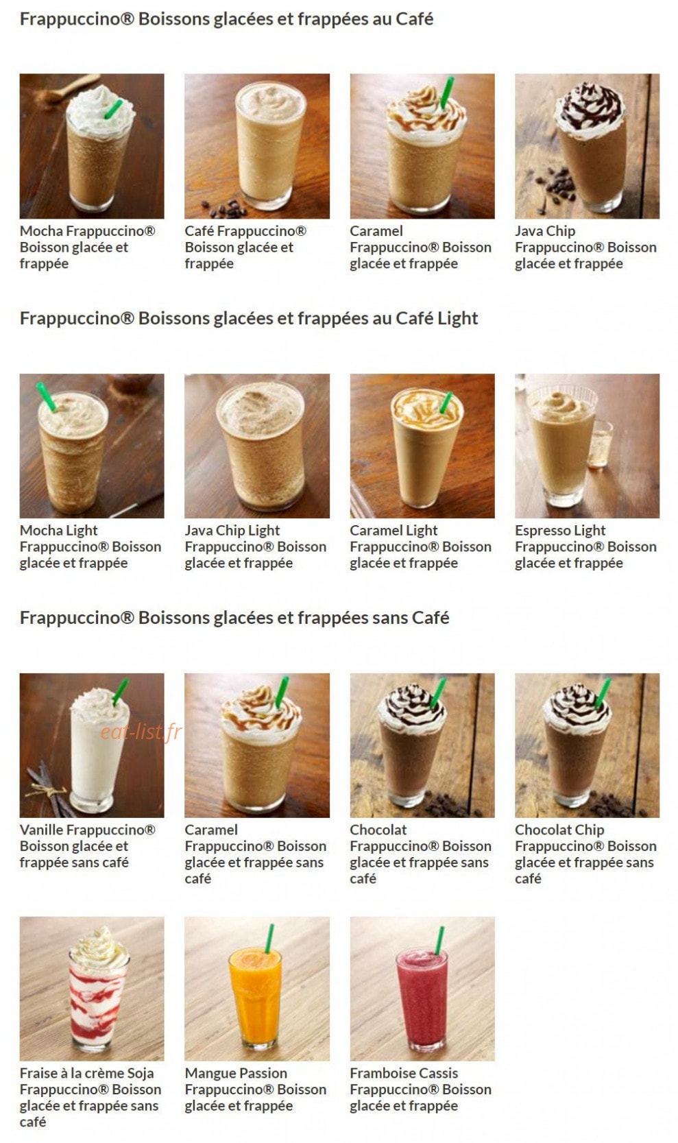 Starbucks coffee — carte page 10