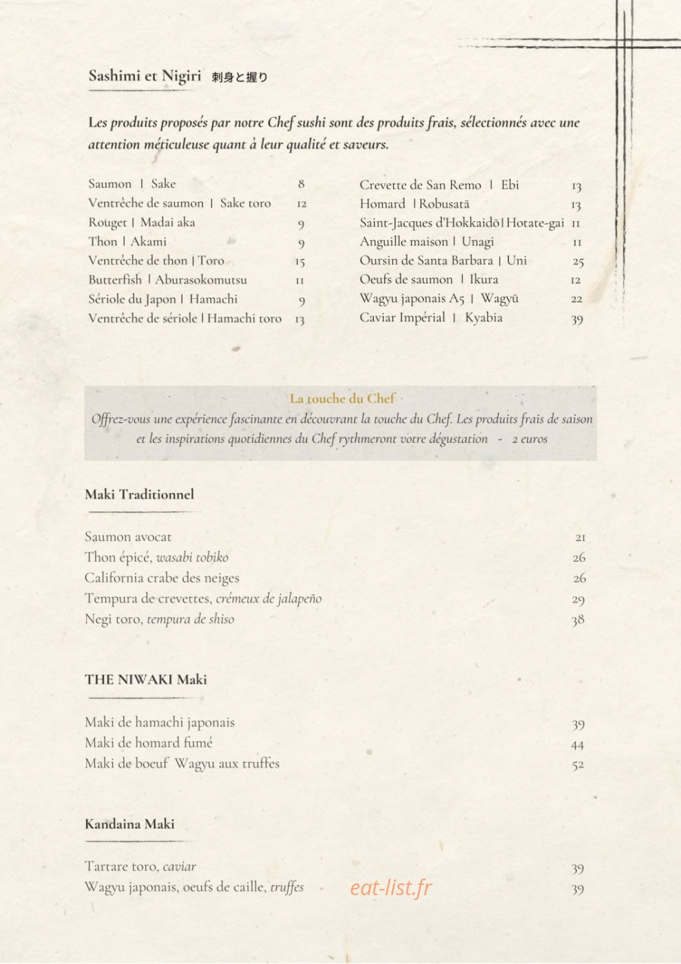 The Niwaki — carte page 9