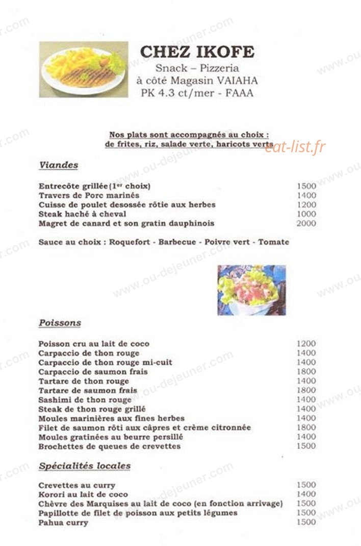 Chez ikofe — carte page 1