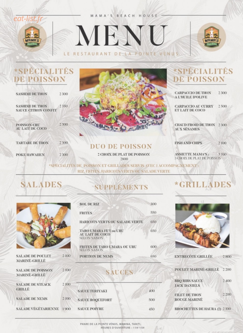 Mama's beach house — carte page 1