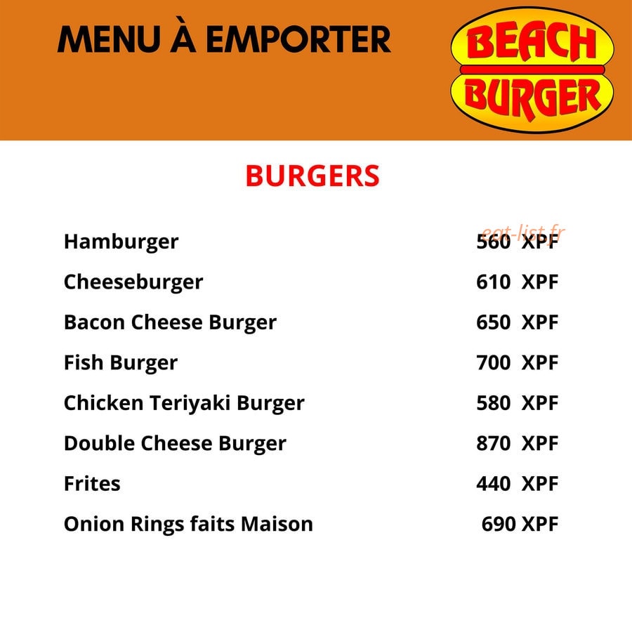 Beach Burger — carte page 3