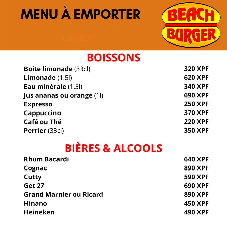 Beach Burger — carte page 7