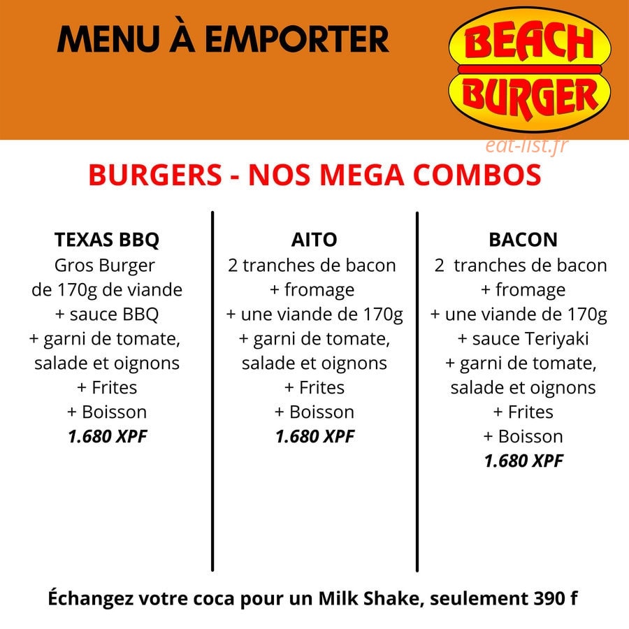 Beach Burger — carte page 2