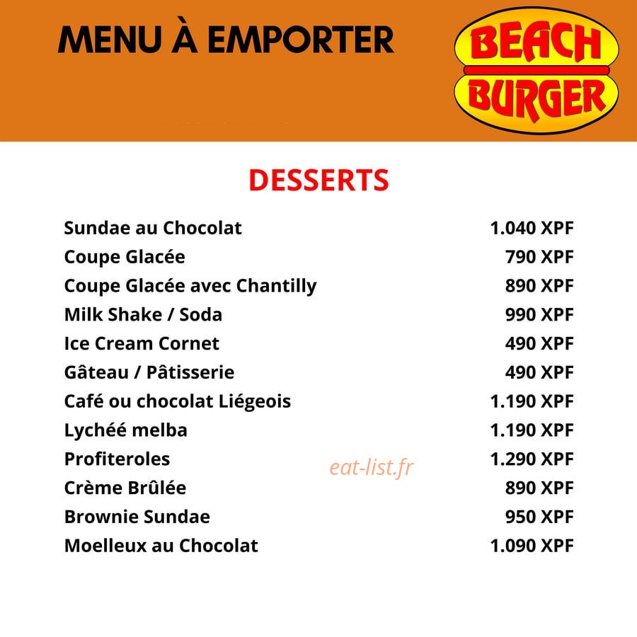 Beach Burger — carte page 6