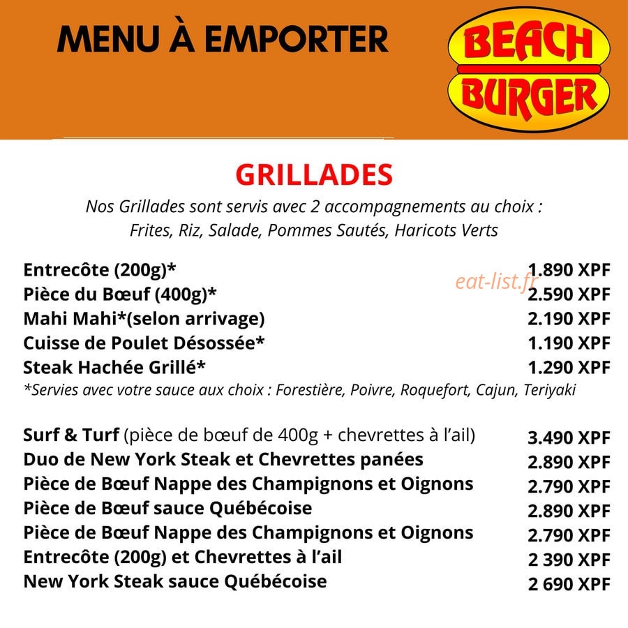 Beach Burger — carte page 4