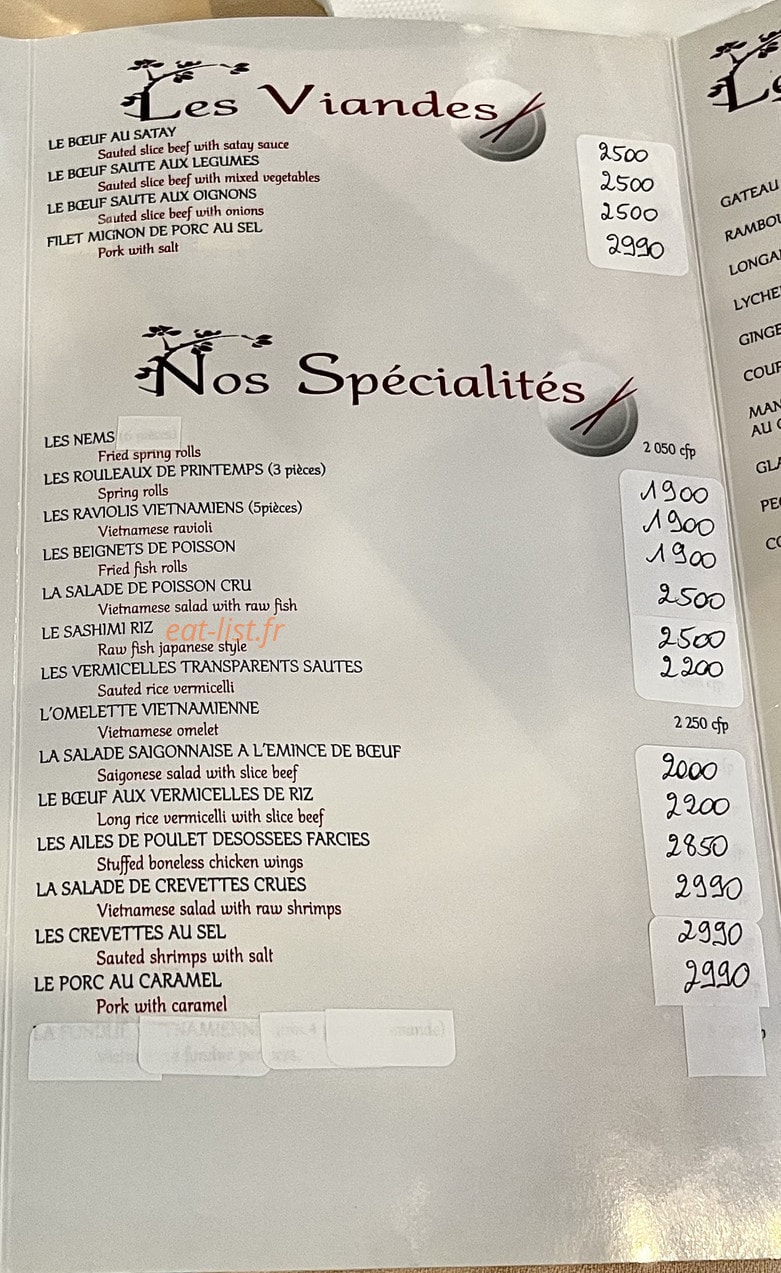 La Saigonnaise — carte page 2