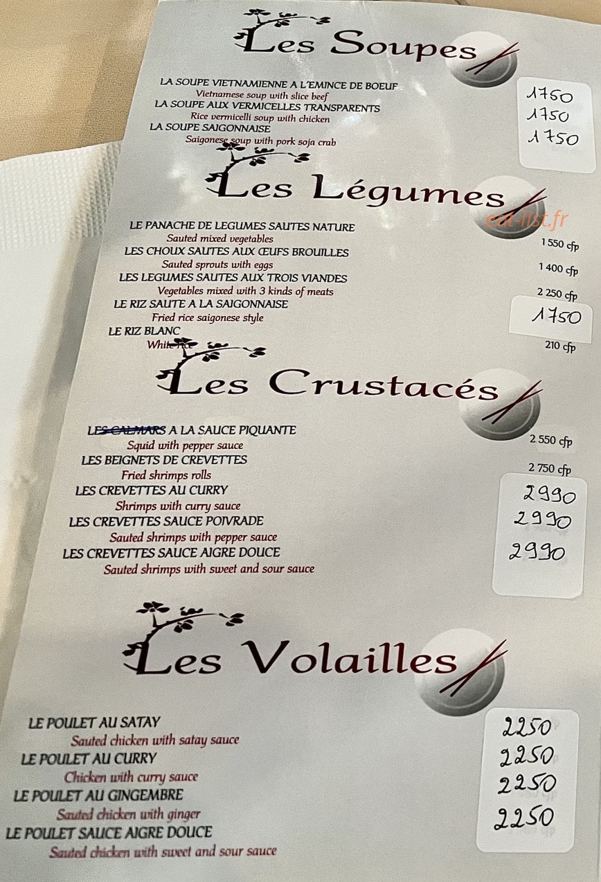 La Saigonnaise — carte page 1