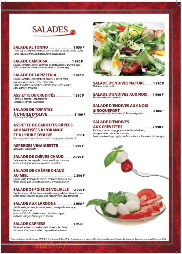 Lapizzeria — carte page 2