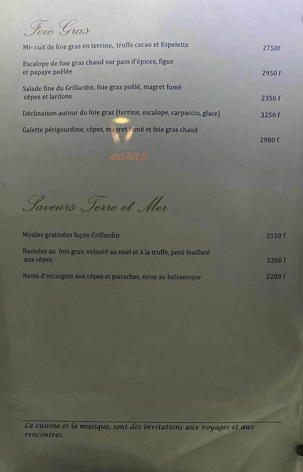 Le Grillardin — carte page 3