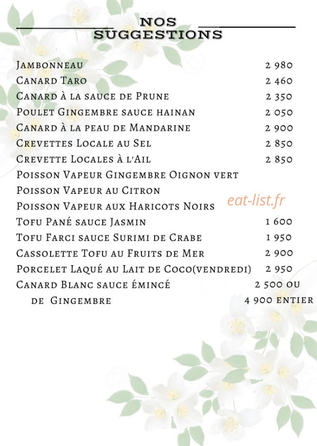 Le Jasmin — carte page 8