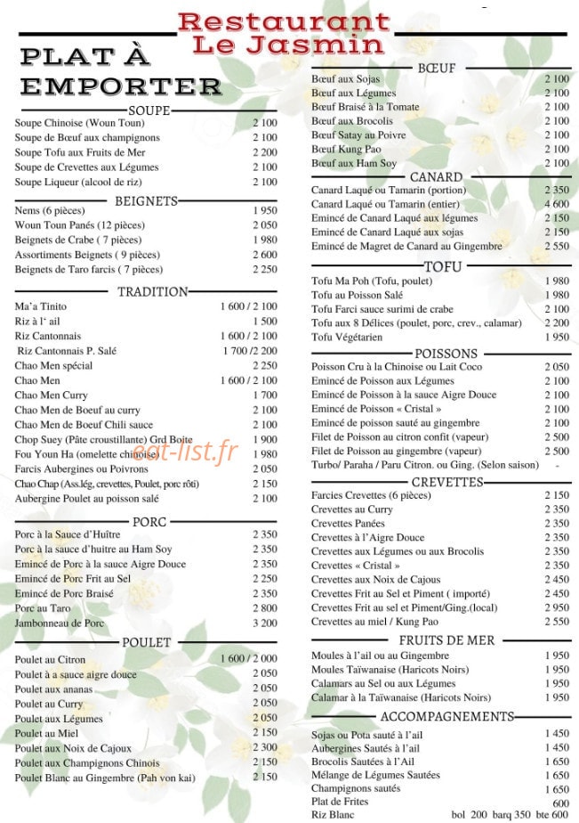 Le Jasmin — carte page 11