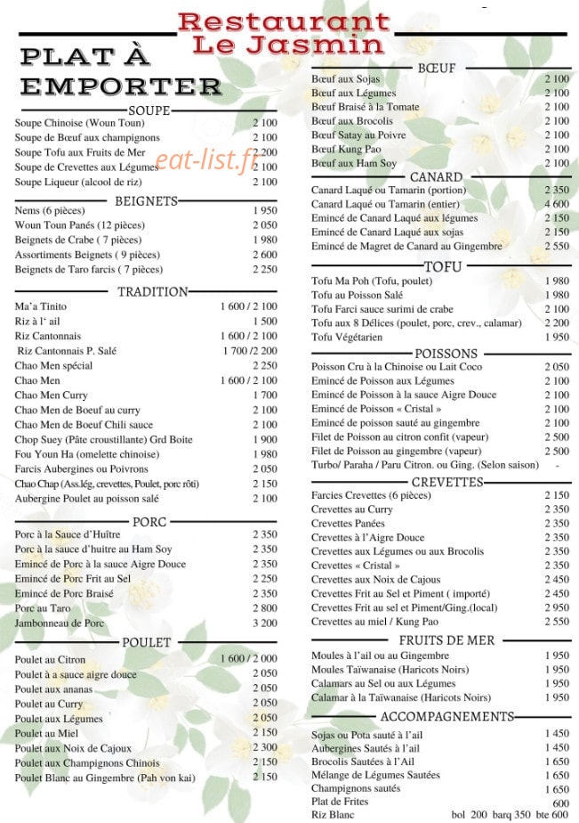 Le Jasmin — carte page 10