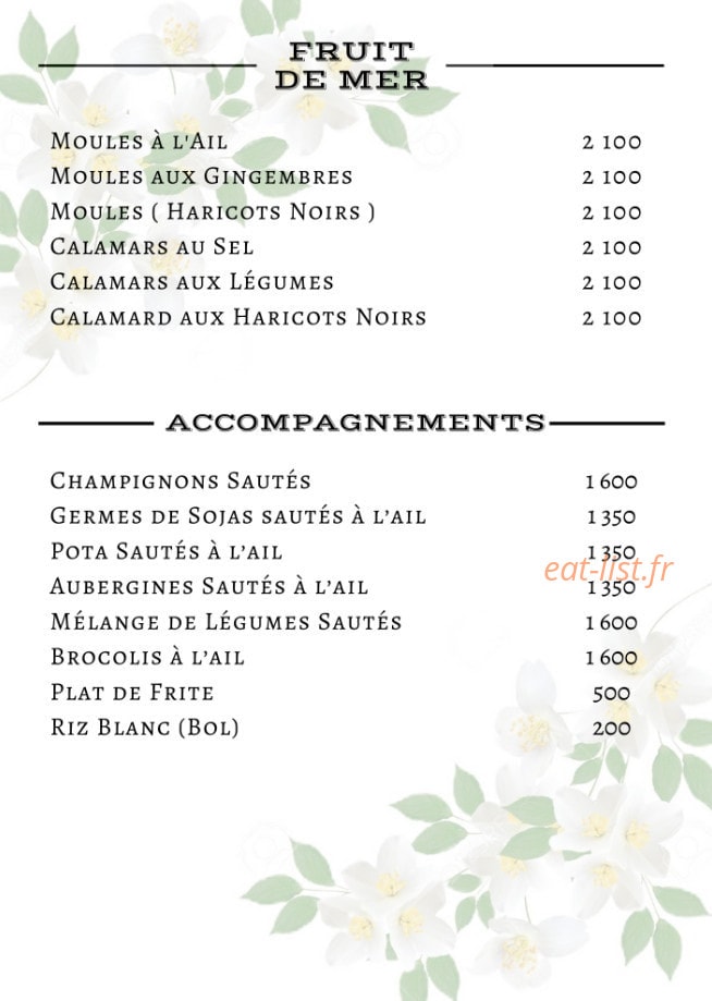 Le Jasmin — carte page 6
