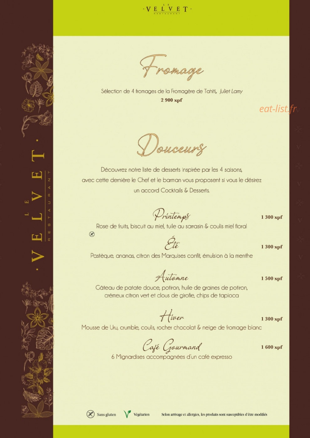 Le Velvet — carte page 5