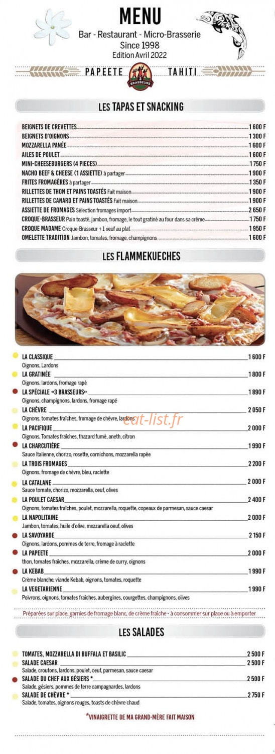 Les 3 Brasseurs — carte page 1