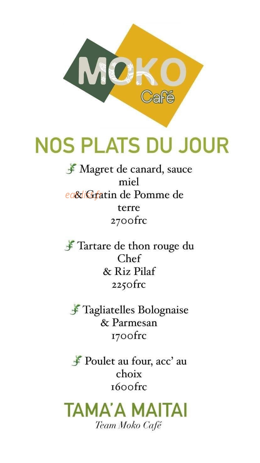 Moko Café — carte page 1