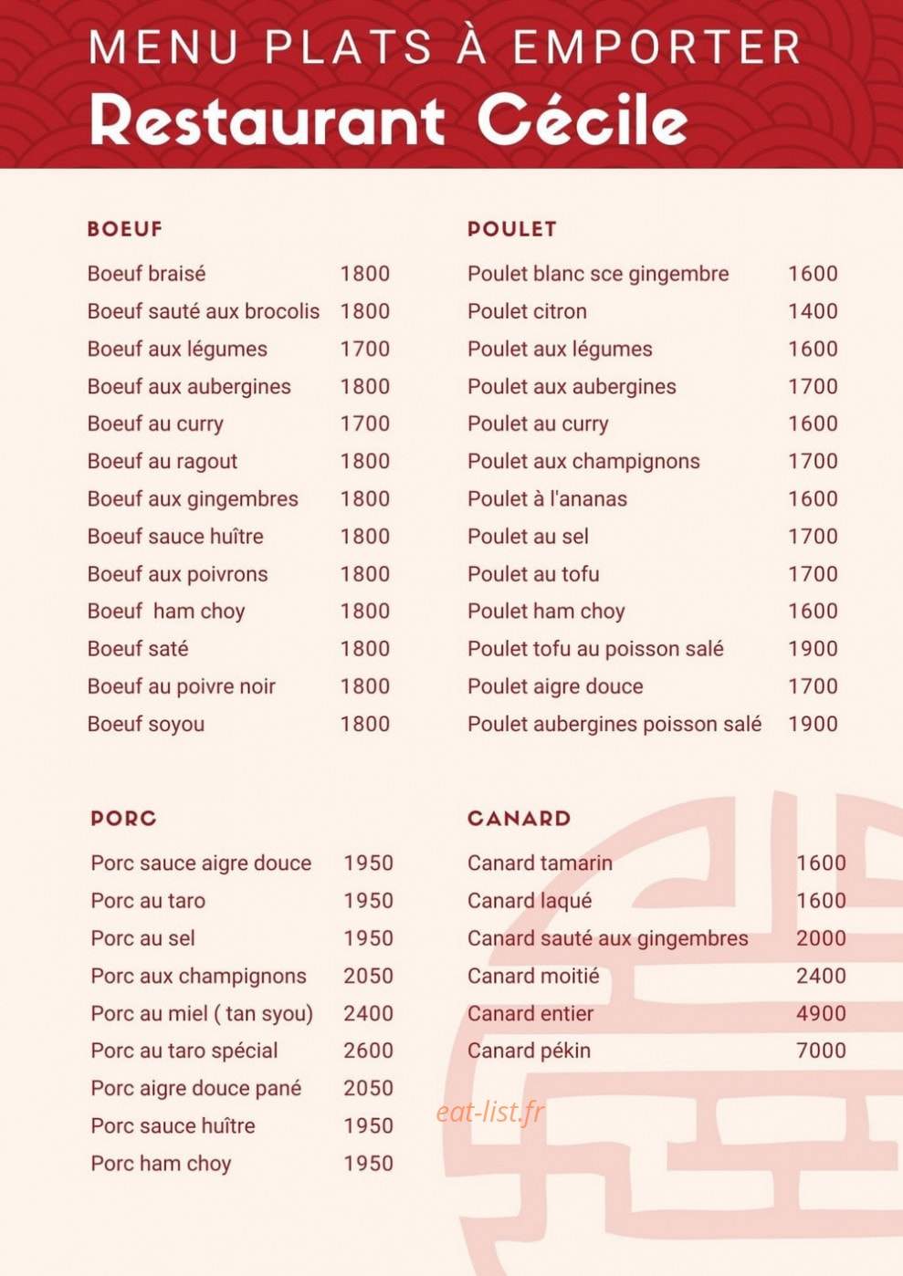 Restaurant Cécile — carte page 3