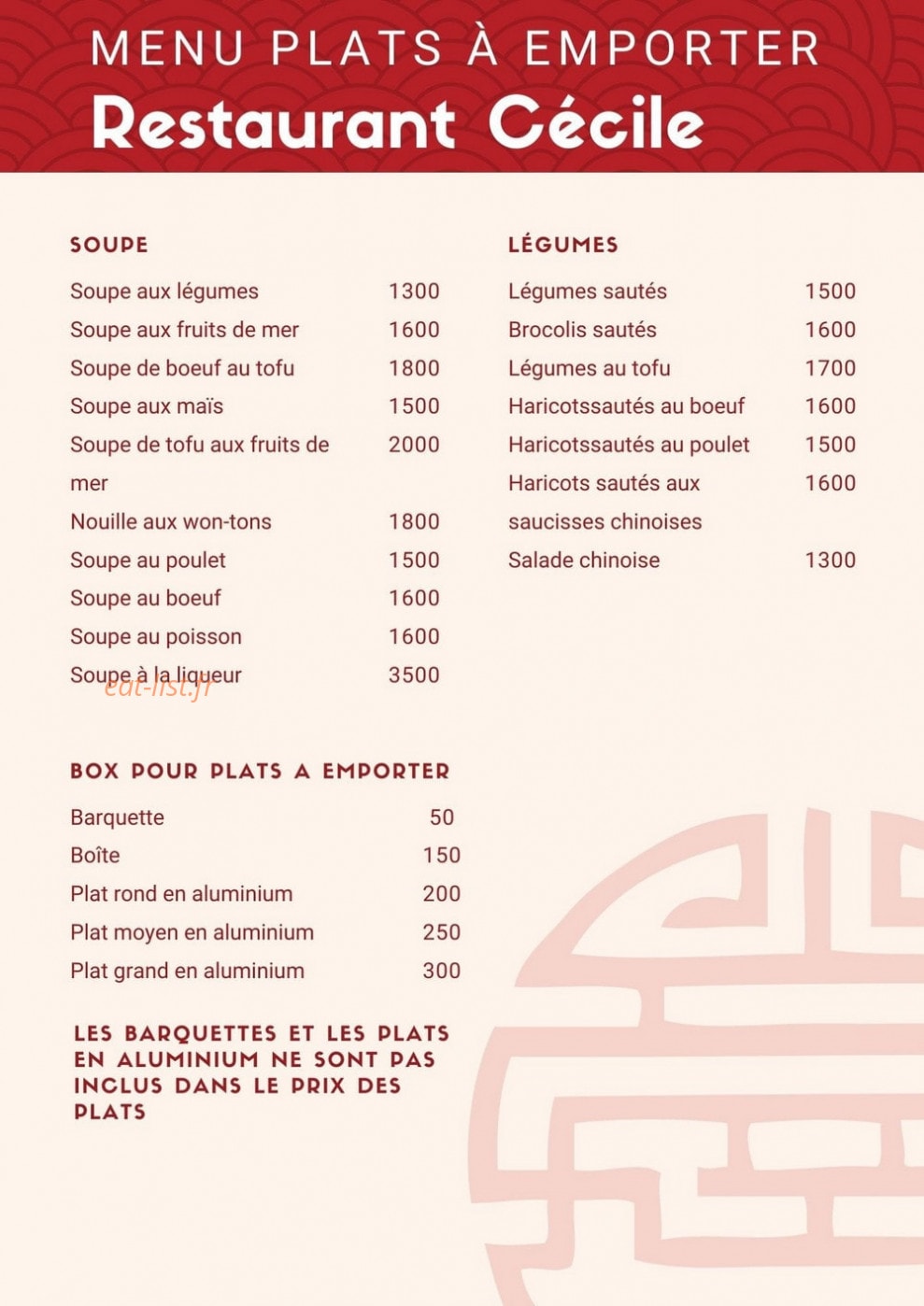Restaurant Cécile — carte page 2