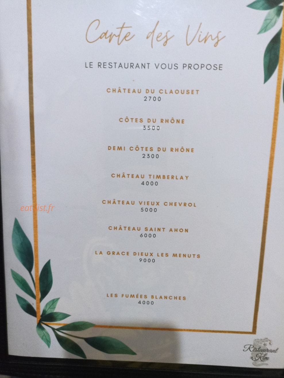Restaurant kim — carte page 5