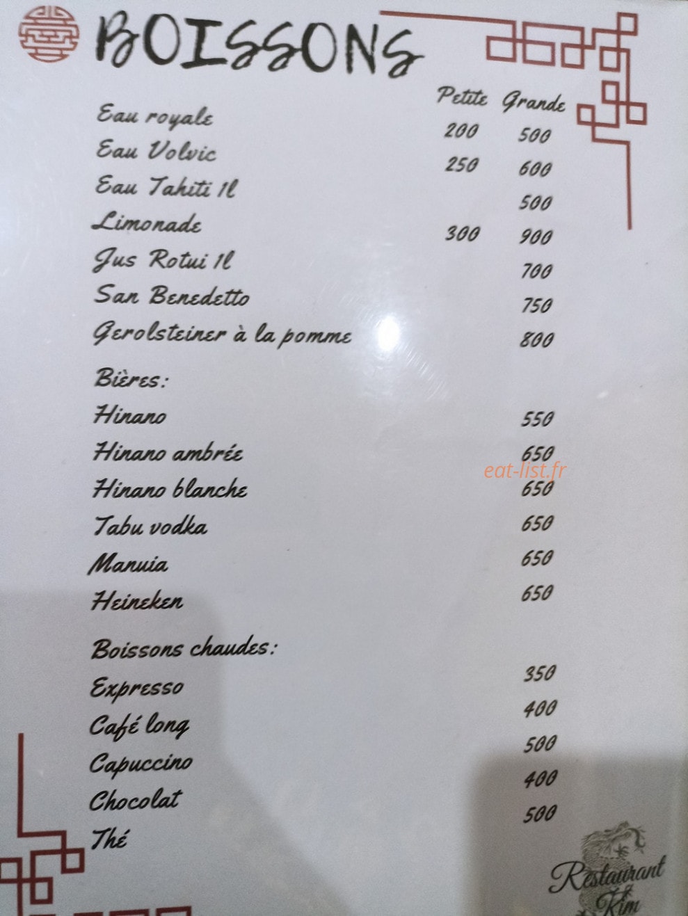 Restaurant kim — carte page 6