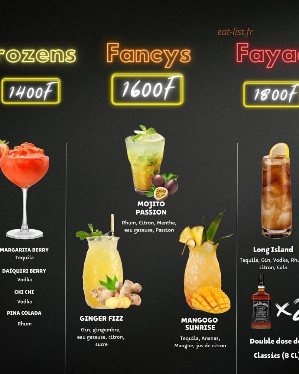 Tahiti Smoothies — carte page 1