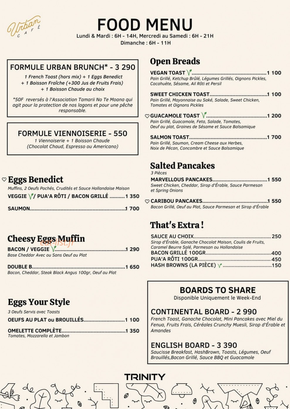Urban Café — carte page 1