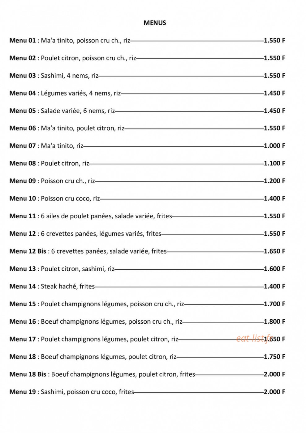 Restaurant Jeannine — carte page 5