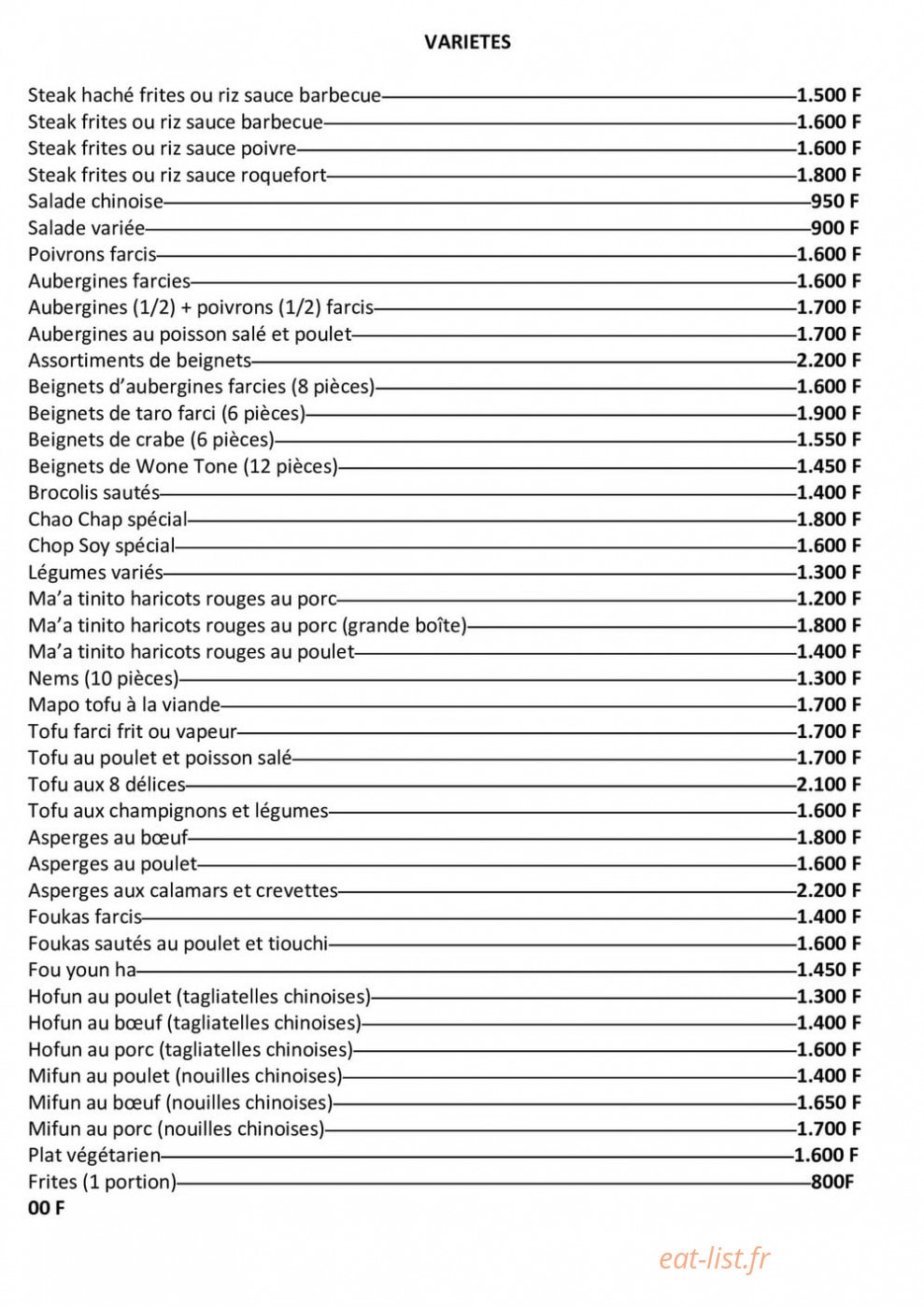 Restaurant Jeannine — carte page 3