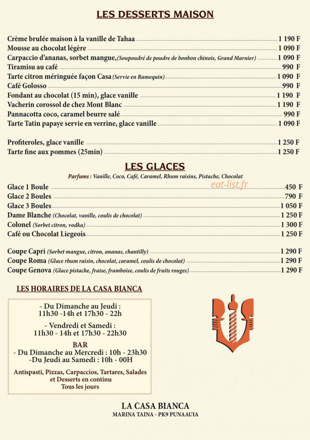 La Casa Bianca — carte page 4