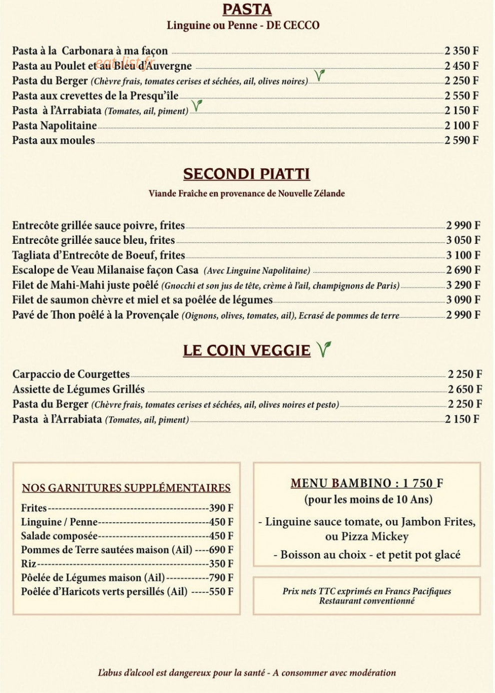 La Casa Bianca — carte page 2
