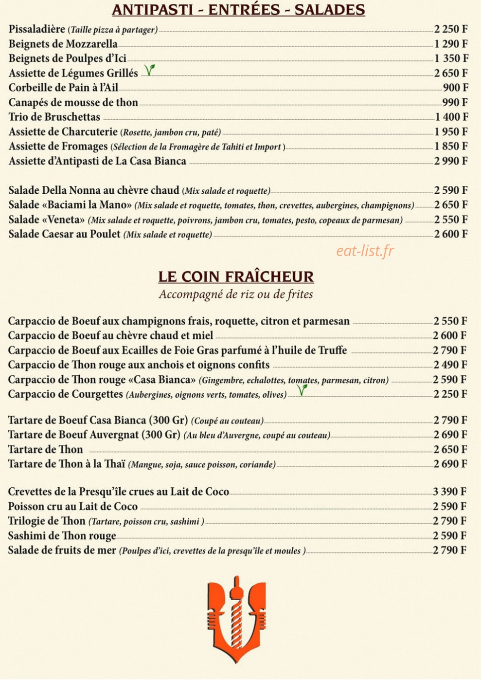 La Casa Bianca — carte page 1