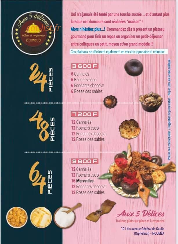 Aux 5 Délices — carte page 1