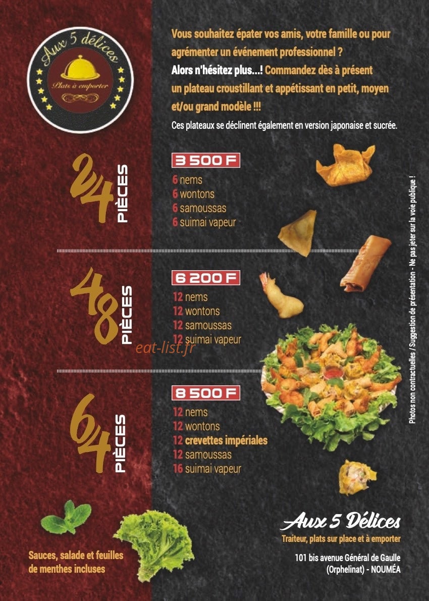 Aux 5 Délices — carte page 3