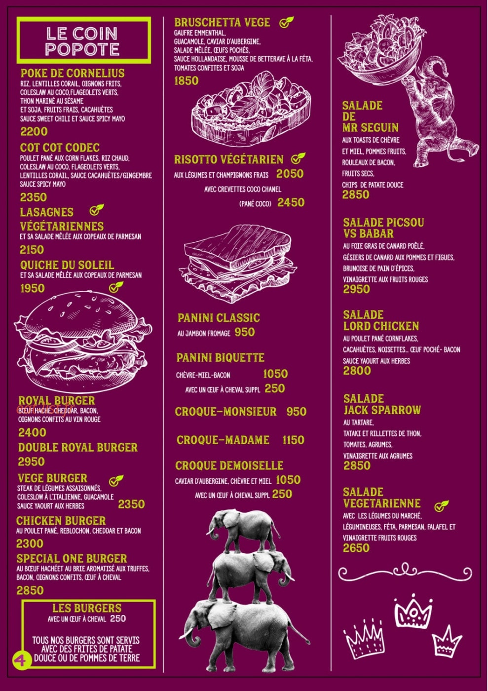 Babar Cafe — carte page 3