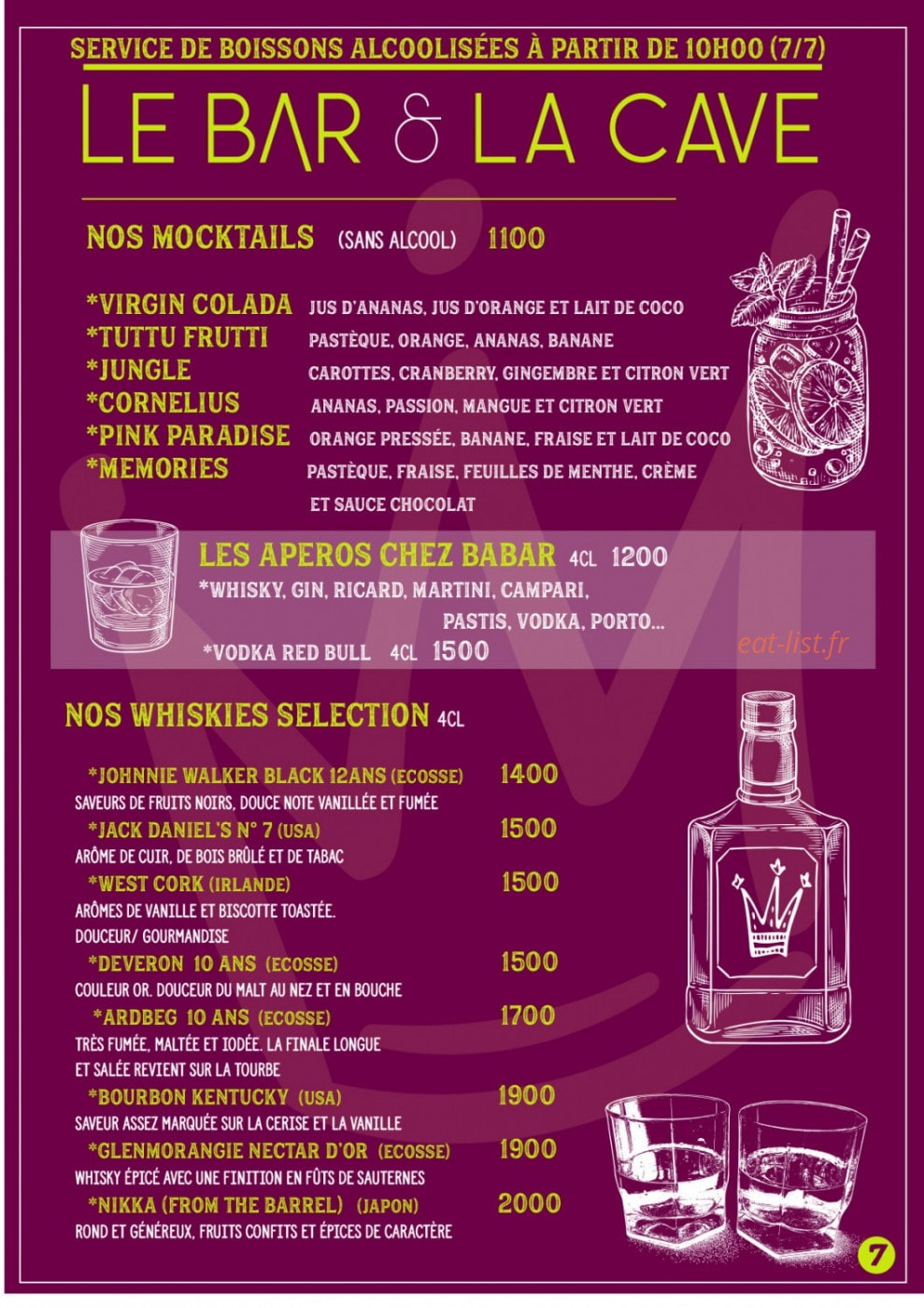 Babar Cafe — carte page 7