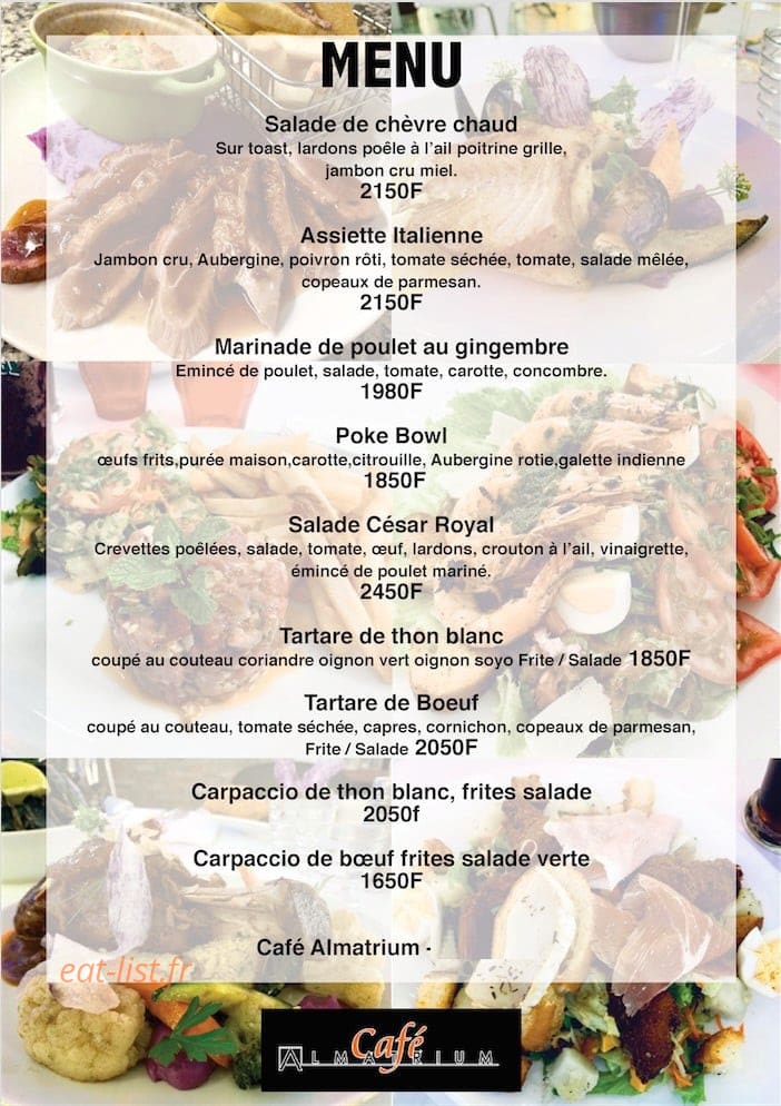 Café Almatrium — carte page 1