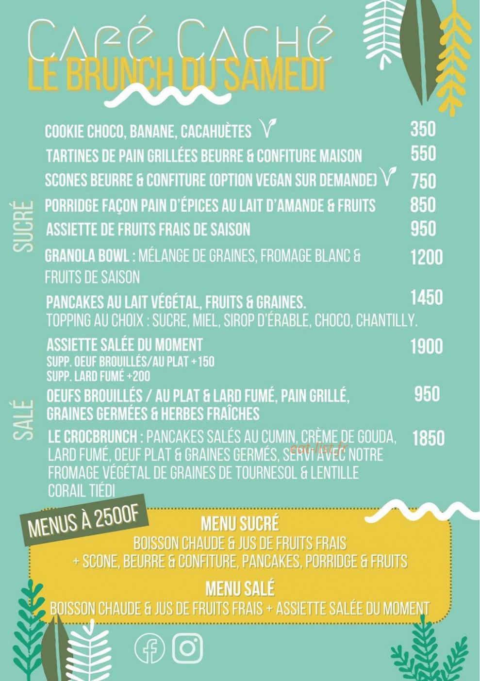 Café Caché — carte page 1