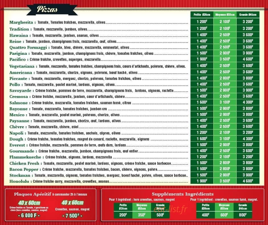 Dough Pizza — carte page 1