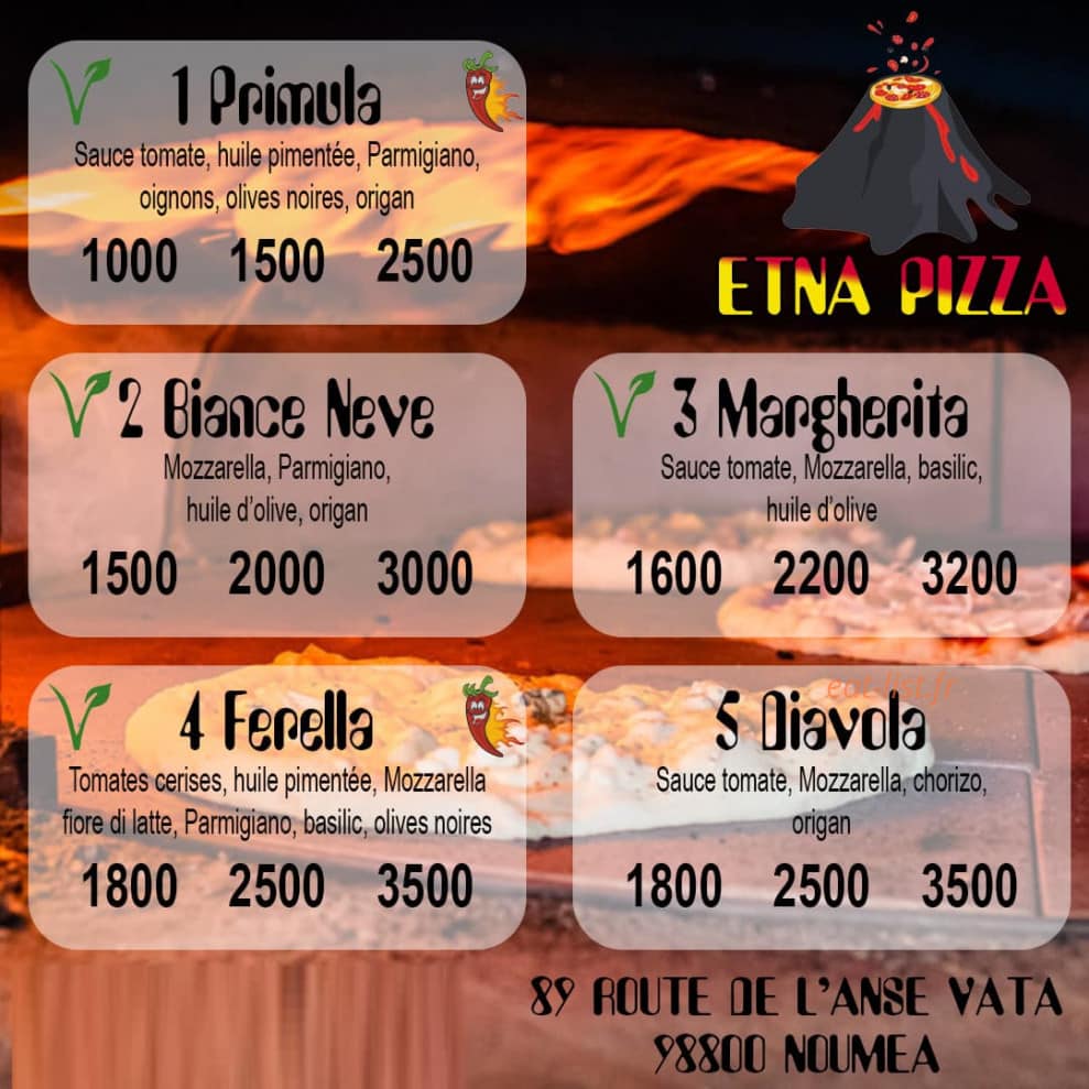 Etna pizza — carte page 1