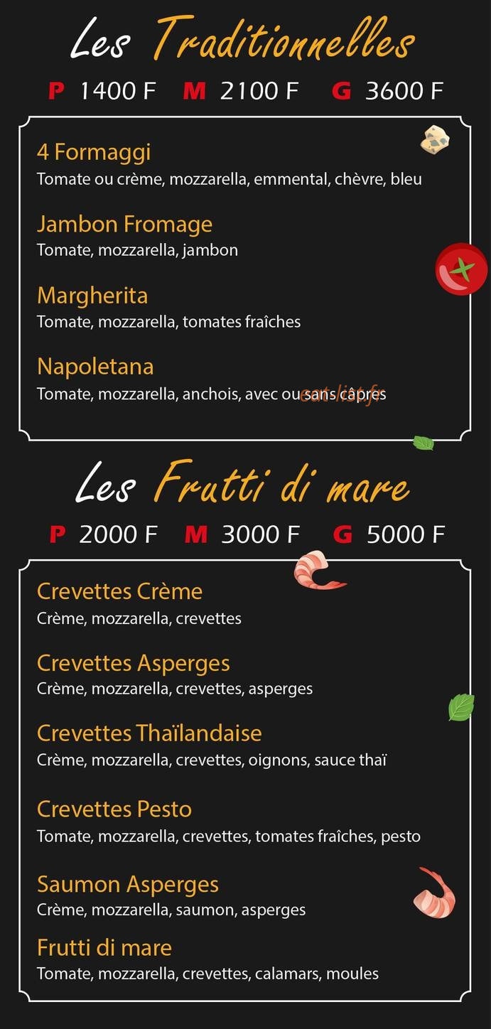 Gianni's Pizza — carte page 2