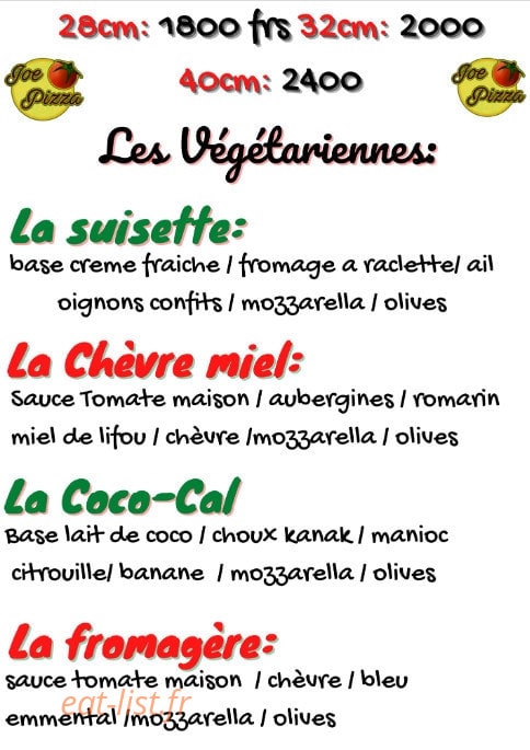 Joe Pizza — carte page 3