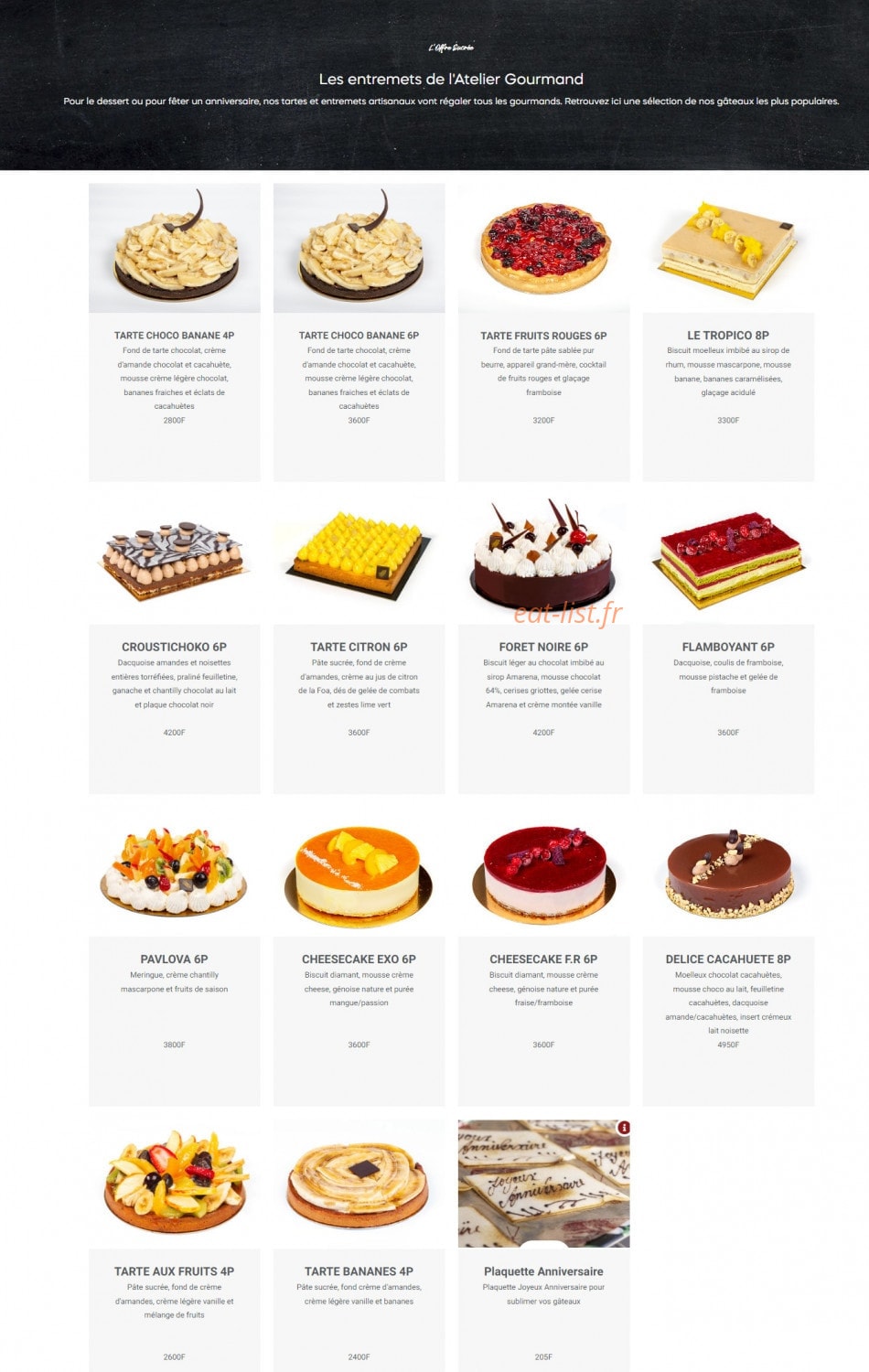 L'Atelier Gourmand — carte page 6